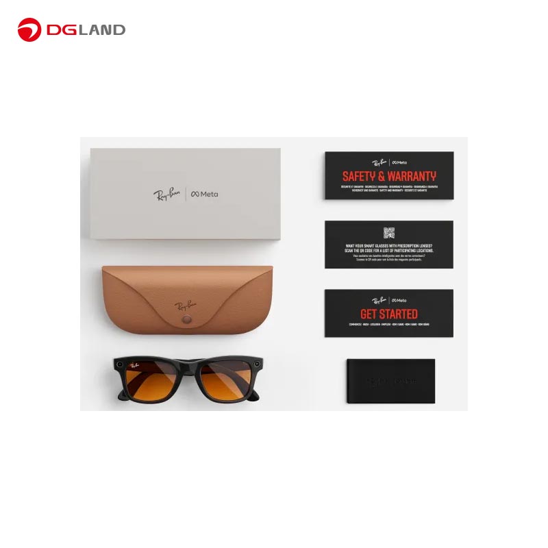 عینک هوشمند RayBan مدل  Meta Wayfarer Shiny Rebel Black Transparent 