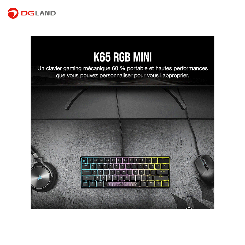 کیبورد مخصوص بازی کورسیر مدل K65 RGB MINI 60% CHERRY MX Speed