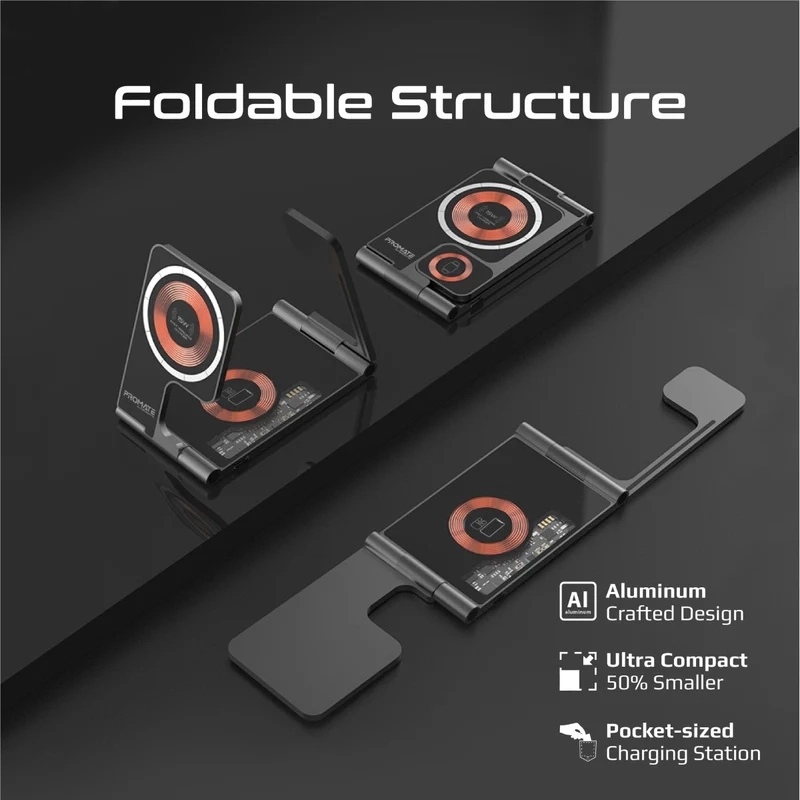شارژر بی‌سیم پرومیت مدل AURAFOLD-TRIO