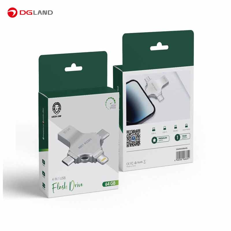 فلش مموری 4 کاره گرین لاین مدل Green Lion 4in1 GN4IN1USB64SL ظرفیت 64 گیگابایت 