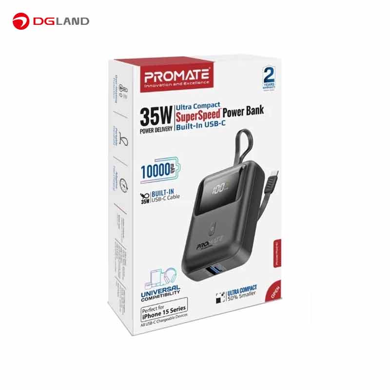 پاوربانک پرومیت مدل POWERPOD-10 ظرفیت 10000 میلی‌آمپرساعت