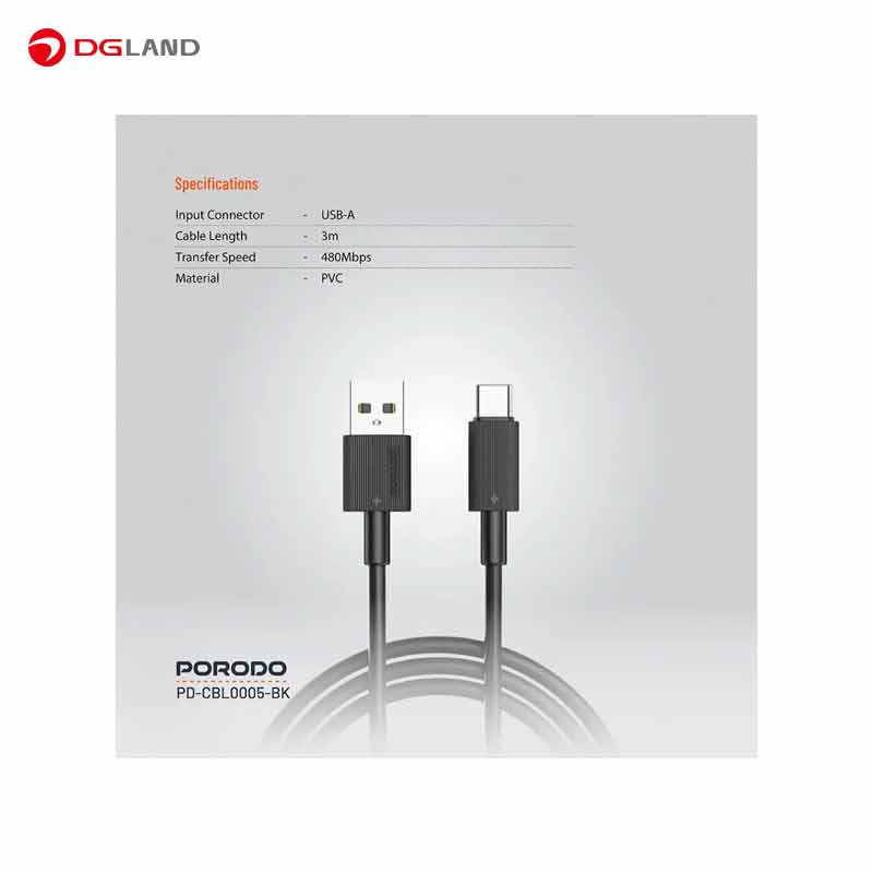 کابل شارژ  تایپ سی به یو اس بی پرودو مدل PD-CBL0005