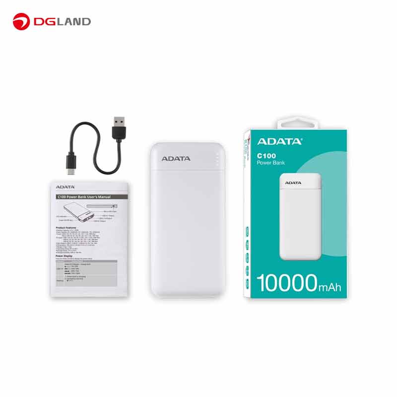 پاوربانک ای دیتا مدل C100 ظرفیت 10000 میلی آمپر ساعت