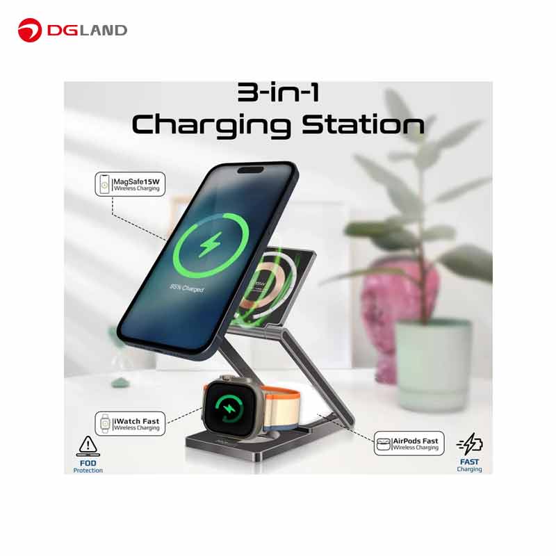 شارژر بی سیم پرومیت مدل LUCIDFOLD-TRIO