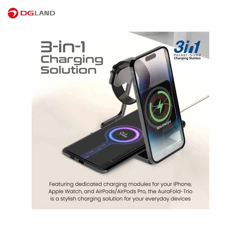 شارژر بی‌سیم پرومیت مدل AURAFOLD-TRIO