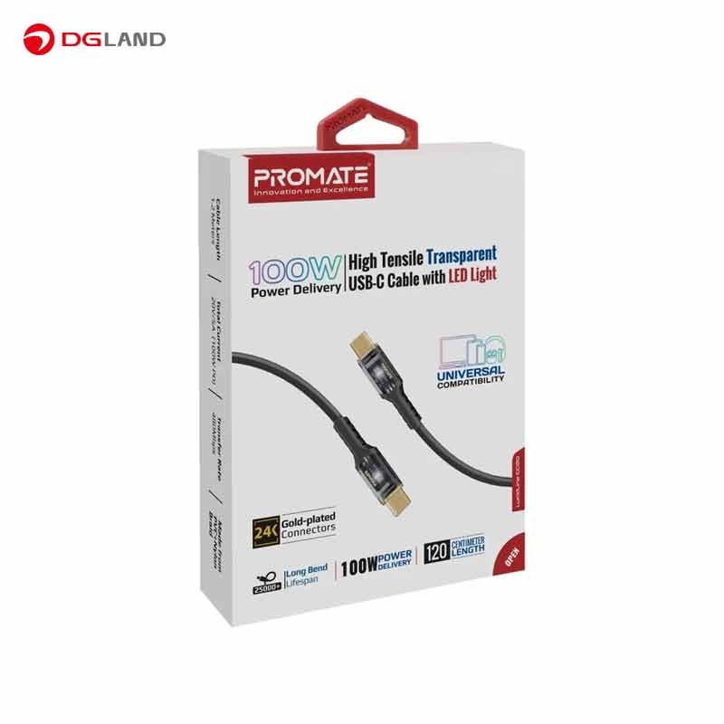 کابل USB-C پرومیت مدل LUCIDLINE-CC120 طول 1.2 متر