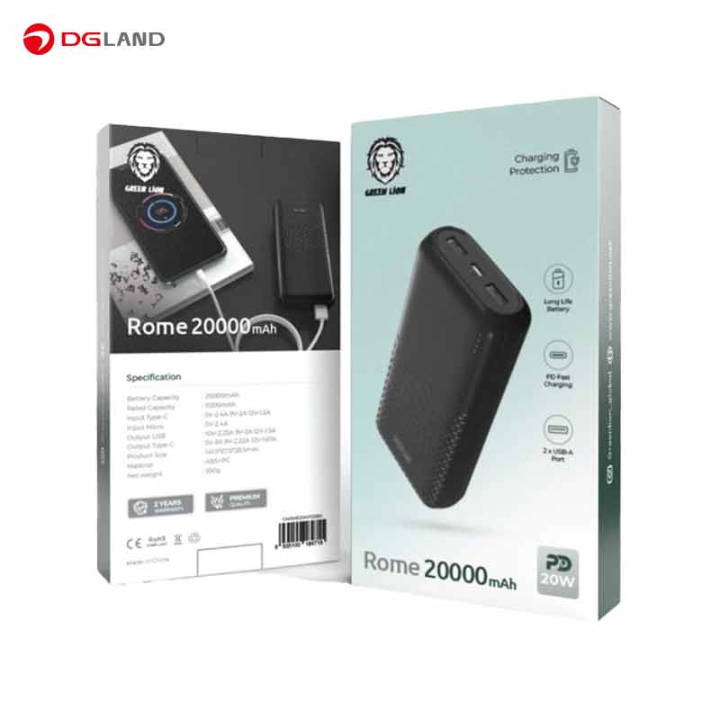 پاوربانک گرین لاین مدل Rome ظرفیت 20000 میلی آمپر ساعت 