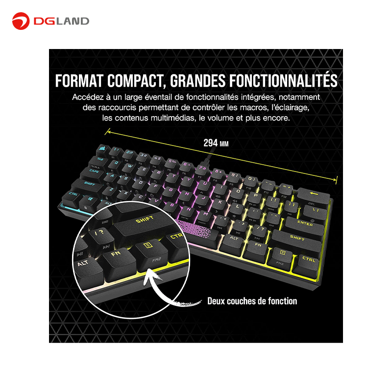 کیبورد مخصوص بازی کورسیر مدل K65 RGB MINI 60% CHERRY MX Speed