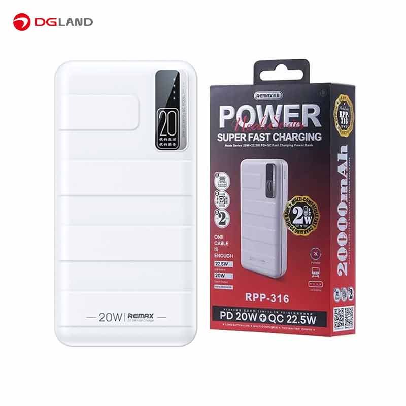 شارژر همراه ریمکس مدل Noah RPP-316 ظرفیت 20000 میلی‌ آمپر ساعت