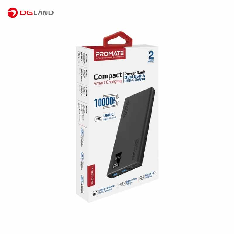 پاوربانک پرومیت مدل BOLT-10PRO ظرفیت 10000 میلی آمپر ساعت