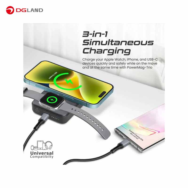 پاوربانک پرومیت مدل POWERMAG-TRIO ظرفیت 10000 میلی‌آمپر ساعت