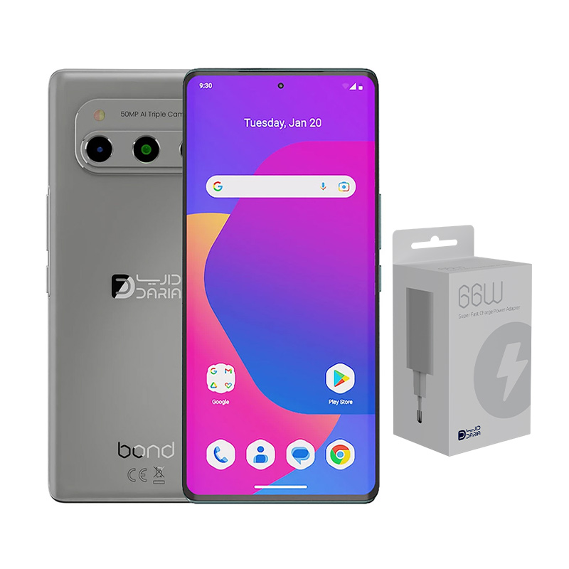 پکیج گوشی موبایل داریا مدل Bond 5G دو سیم کارت ظرفیت 256 گیگابایت رم 8 گیگابایت به همراه شارژر داریا مدل 66 وات